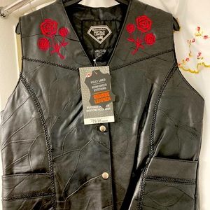 Genuine Buffalo Leather Vest Women Sz L